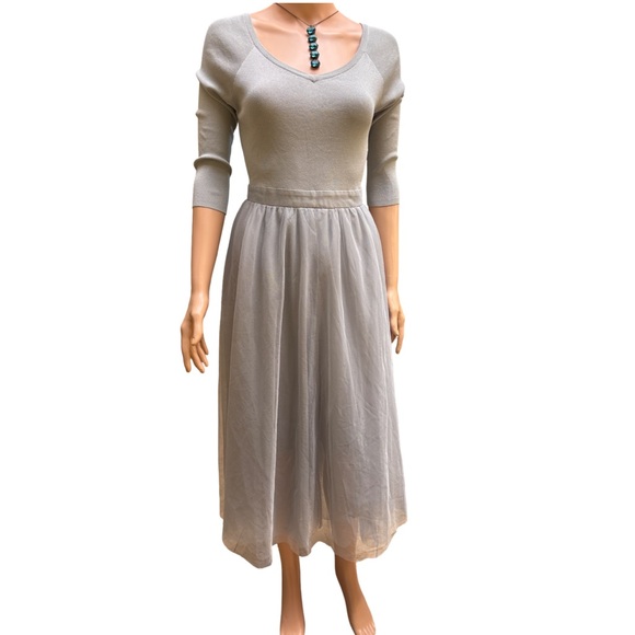 Vero Moda Chic Light Gray 3/4 Sleeve Dress Large - Picture 1 of 10
